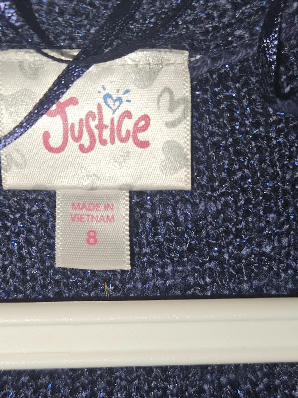Justice Sparkly Blue Girls Sweater Cardigan Short Sleeve Size 8